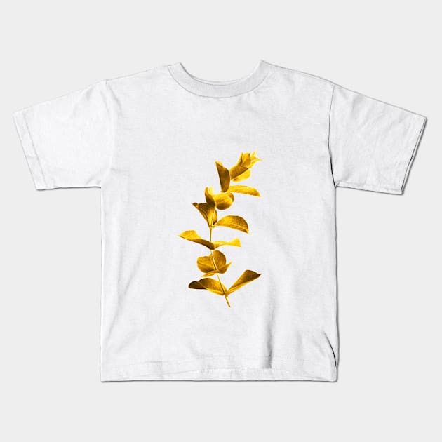 Beautiful Golden Leaf Kids T-Shirt by Design A Studios